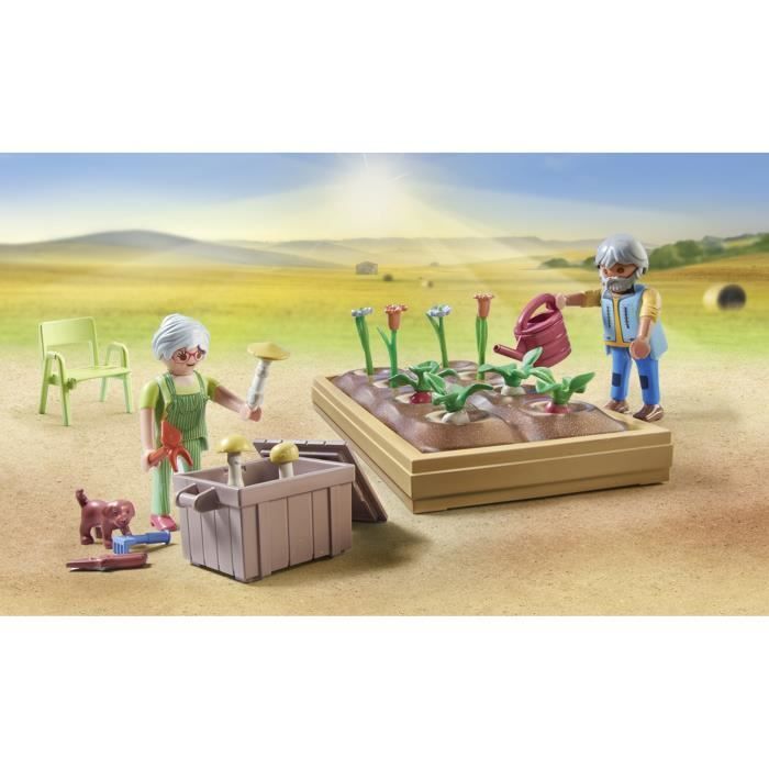 PLAYMOBIL 71443 Grandparents and Vegetable Garden - Country - Ages 4+