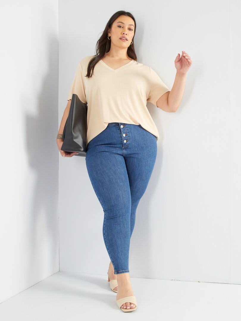 Calça jeans skinny de cintura alta - L32 - AZUL