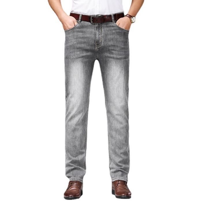 Men's Stretch Business Jeans, Straight Leg, Casual 5-Pocket Denim Trousers, Washed Effect - Girs