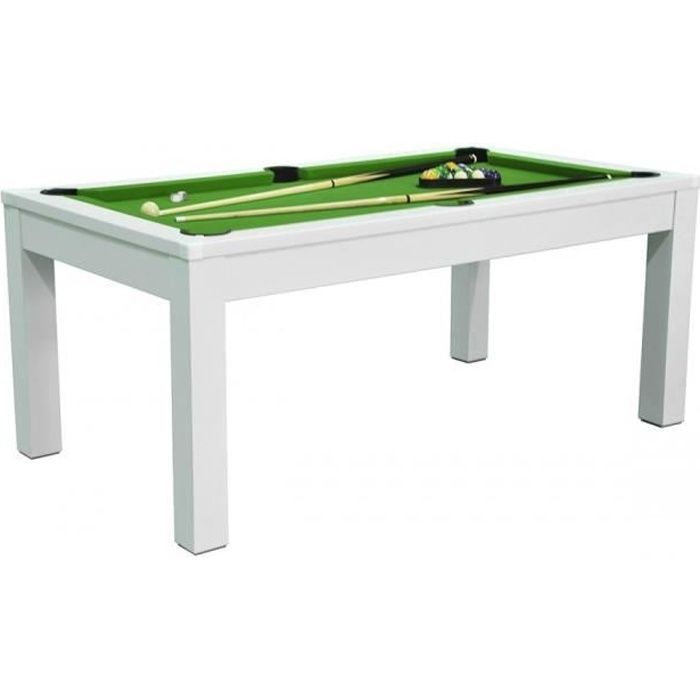 Table de billard convertible en table à manger - Meyer - 6FT - Blanc - Tapis Vert