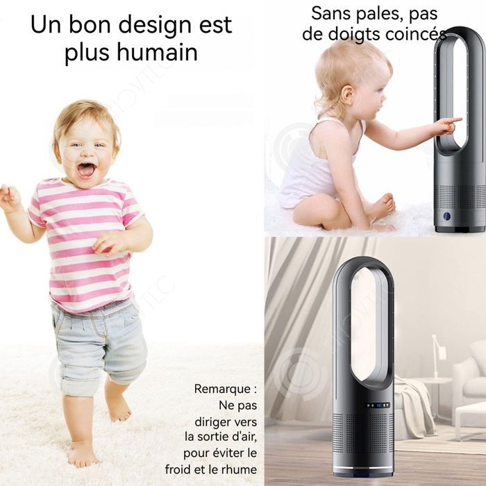 PASSIONOVA Condizionatore d'aria portatile 2 in 1 40W/1400W 50Hz Vento naturale/caldo 8 livelli regolabili Ventilatore riscaldamento Telecomando