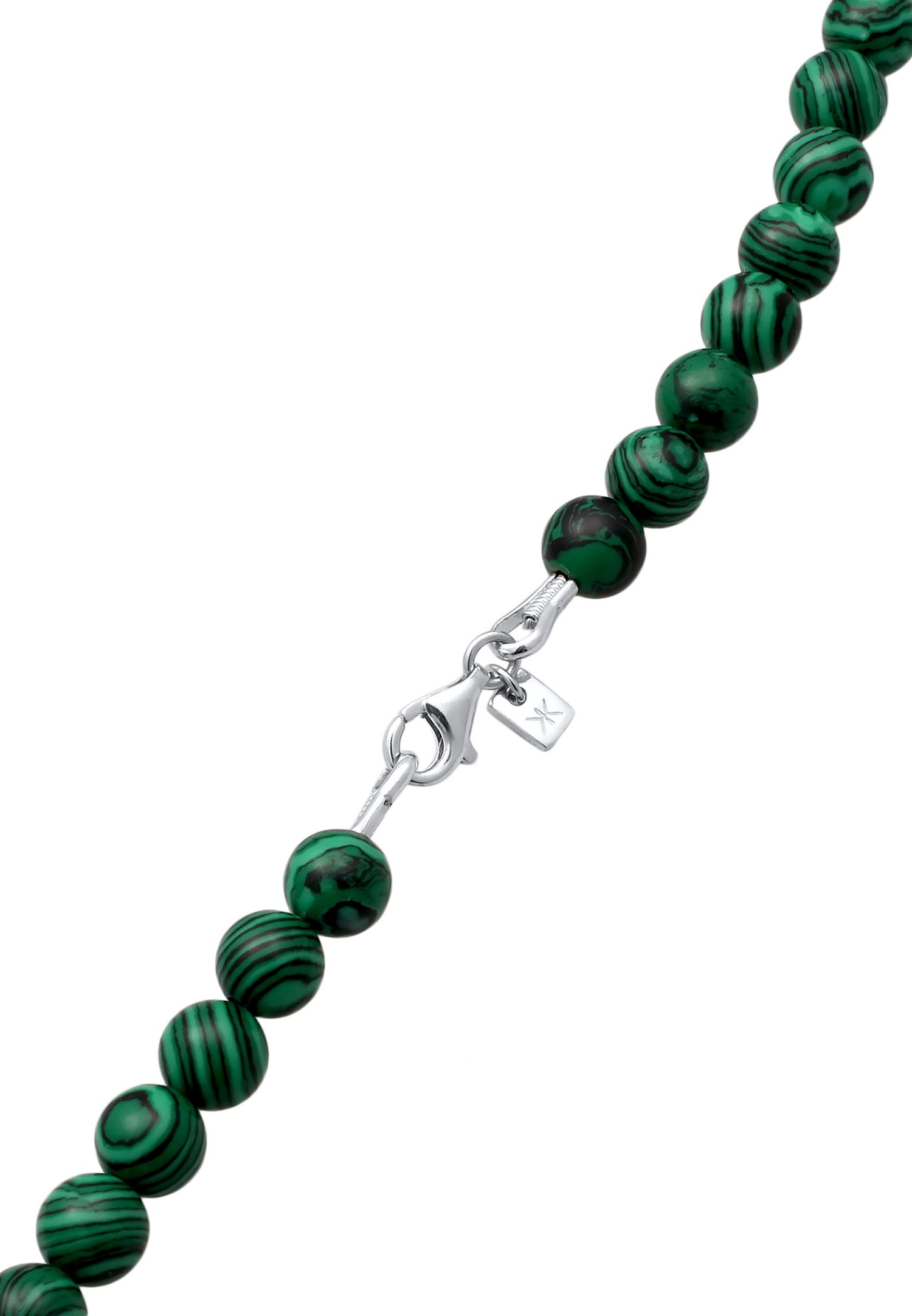 KUZZOI Kuzzoi Collier avec Pierres Hommes Perles Malachite Synthétique Vert 925 Argent Sterling Boho 50 cm