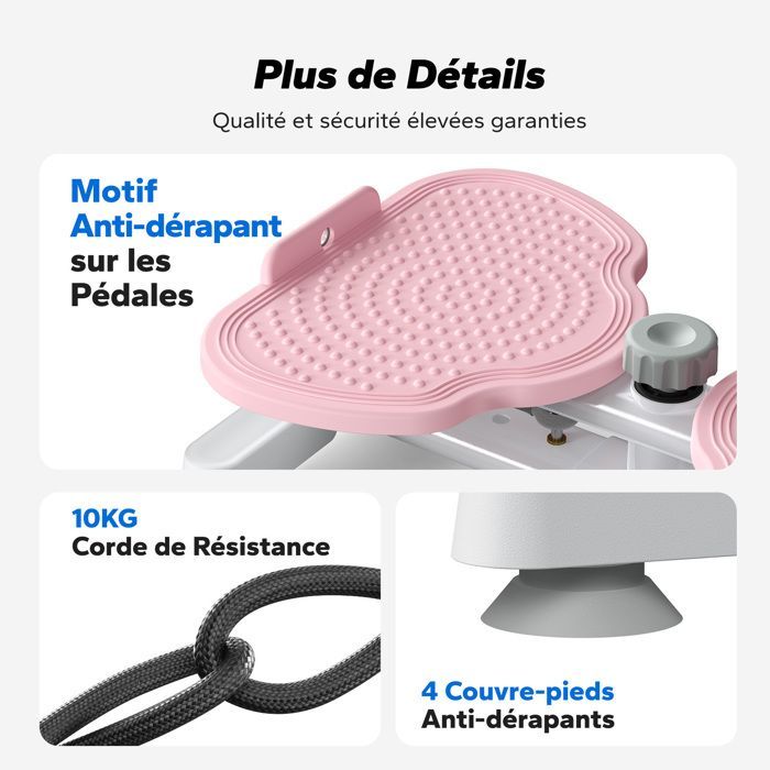 MERACH Twister Plate, Abdominal Twister, 90° Rotation, 2 x 10kg Resistance Bands, Tones Body and Abs, 136kg Load Capacity, Pink