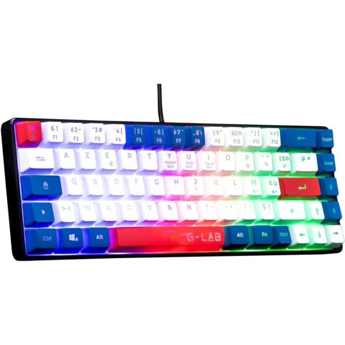 Tastiera da gioco - G-Lab - KEYZ HYDROGEN - Formato compatto 60% - Retroilluminata - Cablata - Blu/Bianco/Rosso