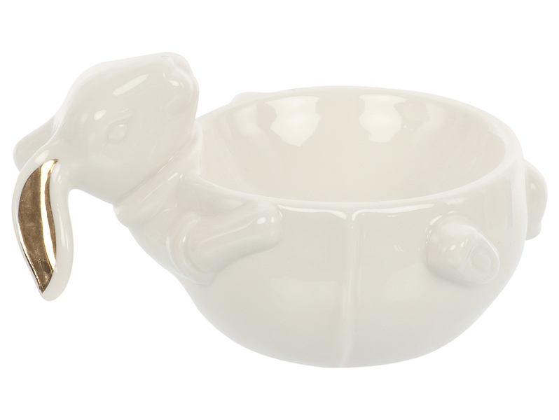 Pojemnik ceramiczny na rzeżuchę Zając 8,5 cm biały