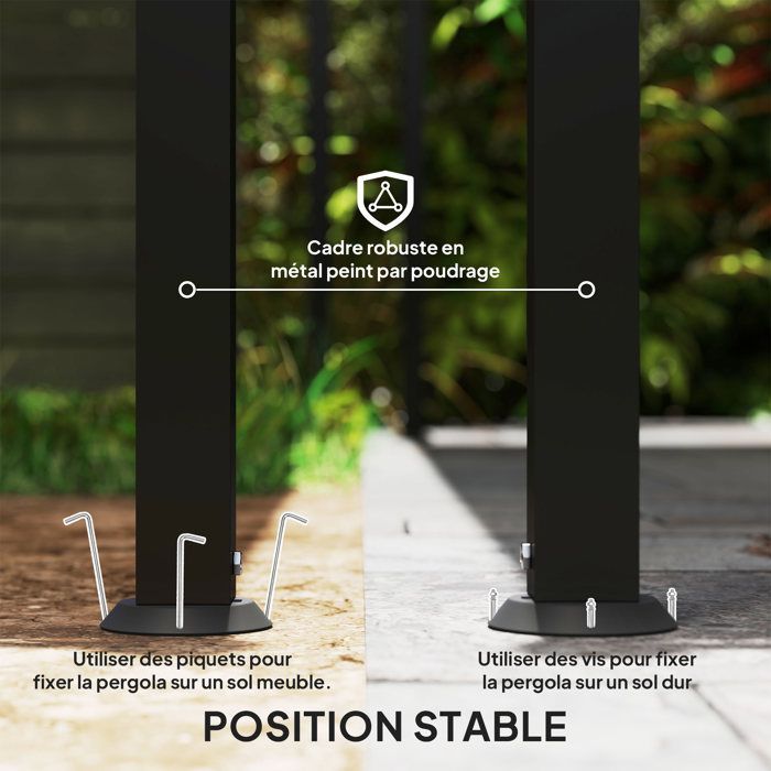 Pérgola de jardín Outsunny - Techo impermeable, orificios de drenaje - Estructura metálica - 3 x 2,5 m - Color crema