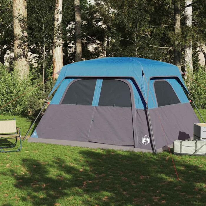 Tienda de campaña familiar vidaXL para 6 personas, color azul, impermeable, para jardín, exterior y camping, 94546