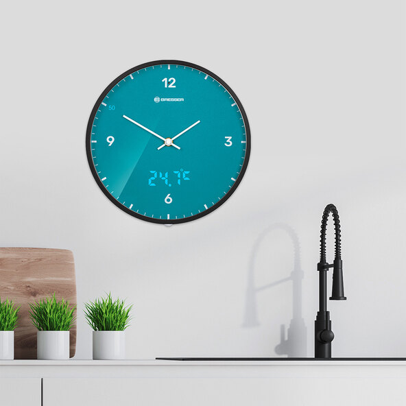 Ceas de perete MyTime LEDsec, albastru deschis