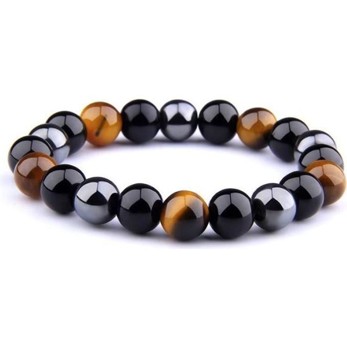 Pulsera - SHOP-STORY - Triple protección - Ojo de tigre - Hematita - Obsidiana negra