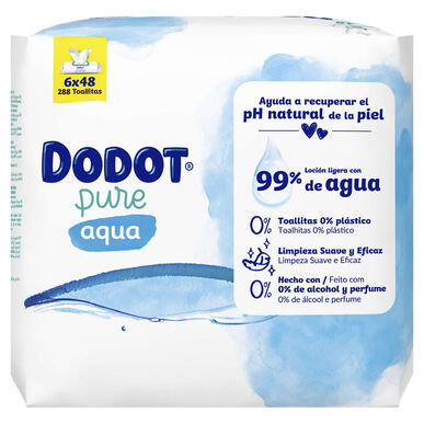 Dodot pakiranje dječjih vlažnih maramica Aqua Pure 0% plastike 6 x 48 kom 6 x 48 kom