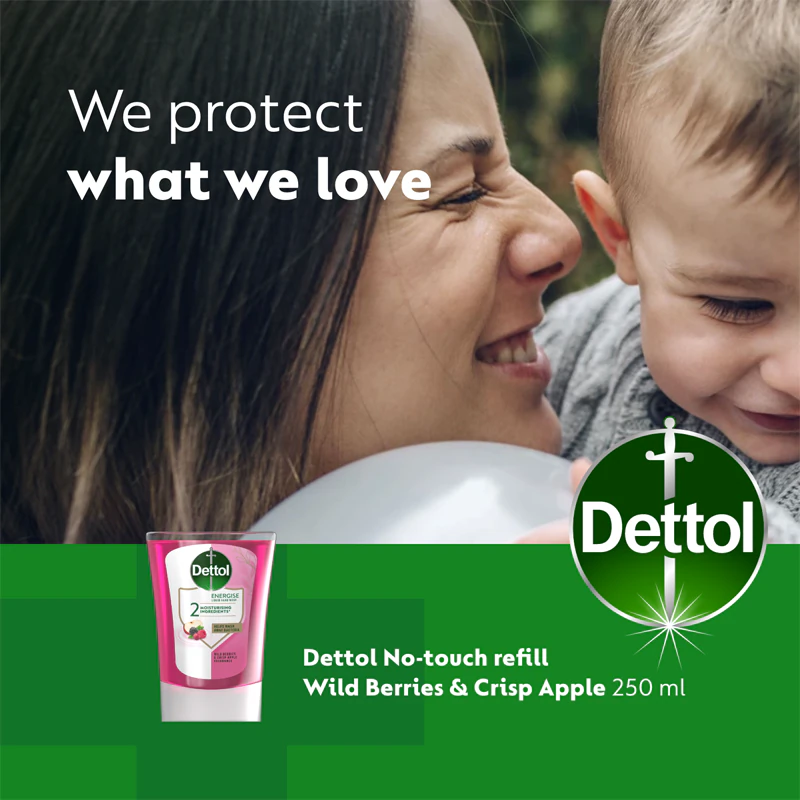 Refil para Dispensador de Sabonete Líquido Dettol Energise, Aroma de Frutas Silvestres e Maçã Crocante, sem Toque