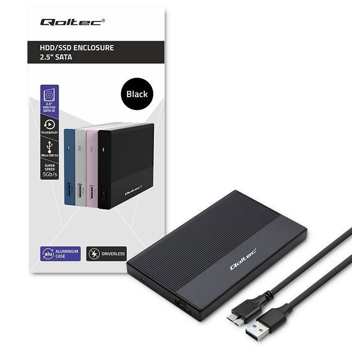 SSD externo - Qoltec - 52277 - 2 TB - USB 3.0 - Preto