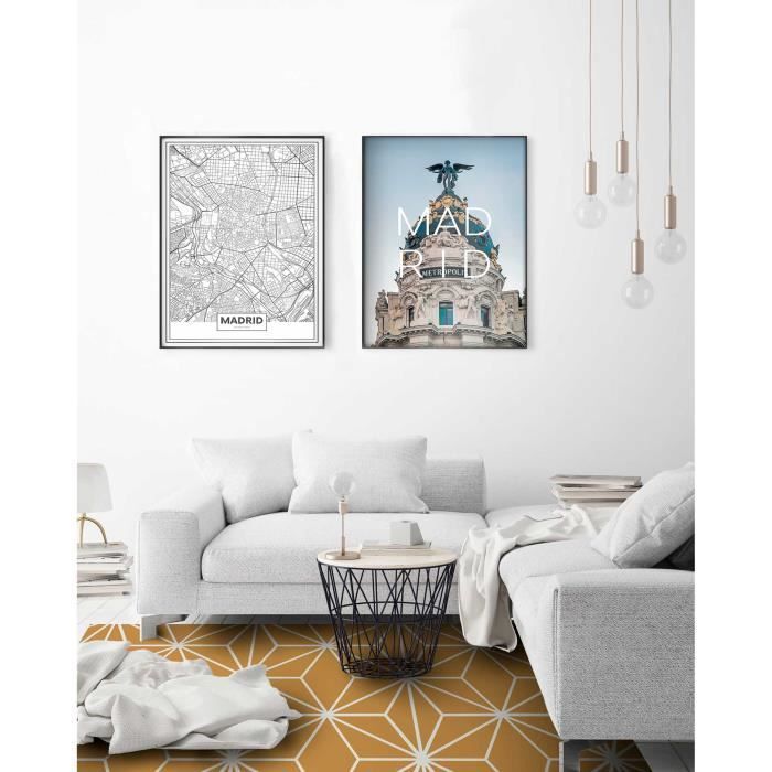 Vinylteppich Panorama Lines Stars Senfgelb 40x80 cm - Teppich für Küche, Büro und Wohnzimmer aus PVC