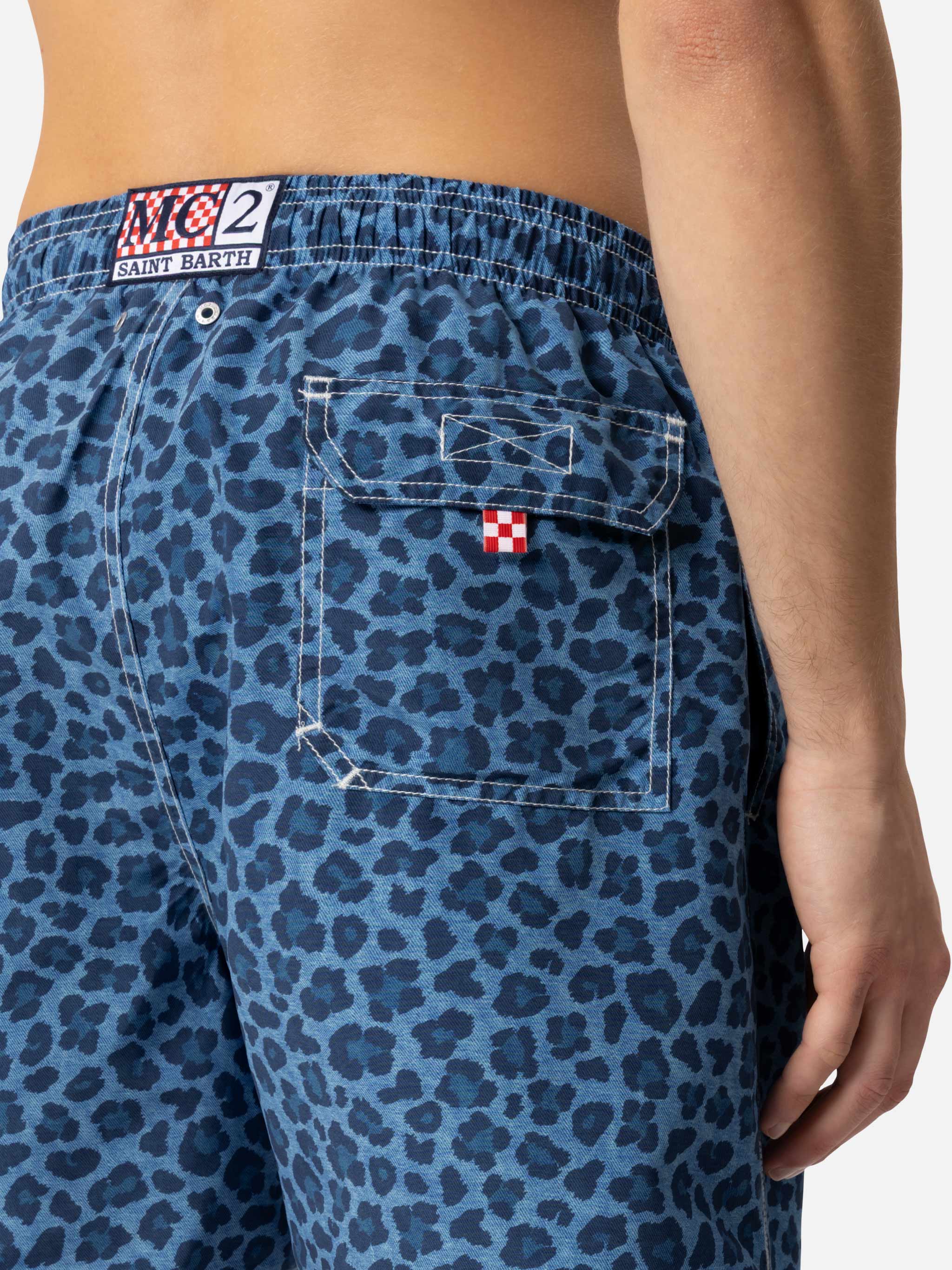 Maillot de bain mi-long à imprimé animal pour homme Gustavia