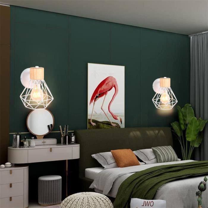 IDEGU 2pcs Applique Murale Industriel Vintage Moderne Lampe Murale en Cage Retro Style Edison pour Salon Chambre