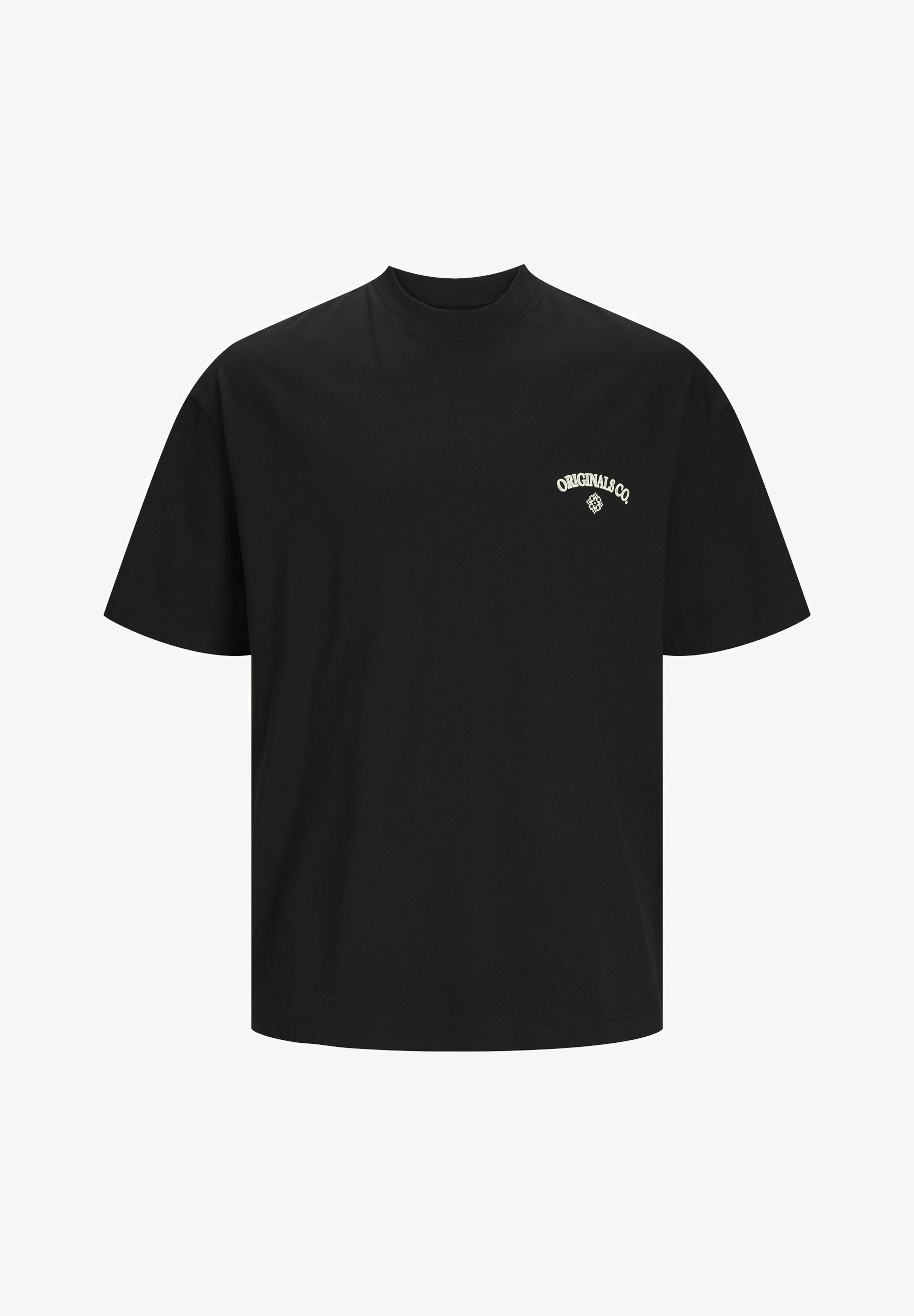 Jack & Jones JORSANTORINI Kurzarm-T-Shirt mit Rundhalsausschnitt und Print – Schwarz