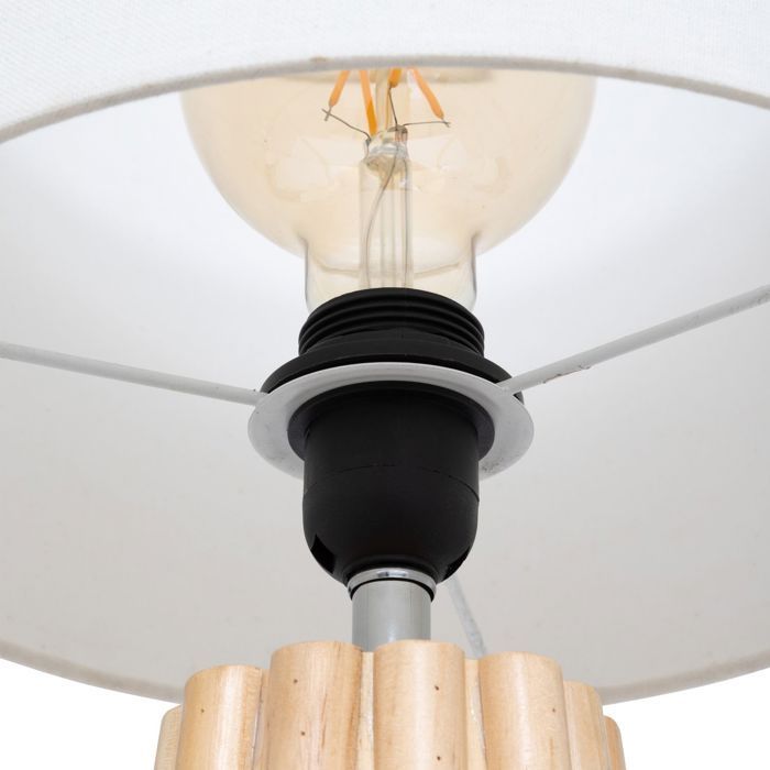 Atmosphera - Lampe à poser en bois ADON - H. 53 cm - Beige