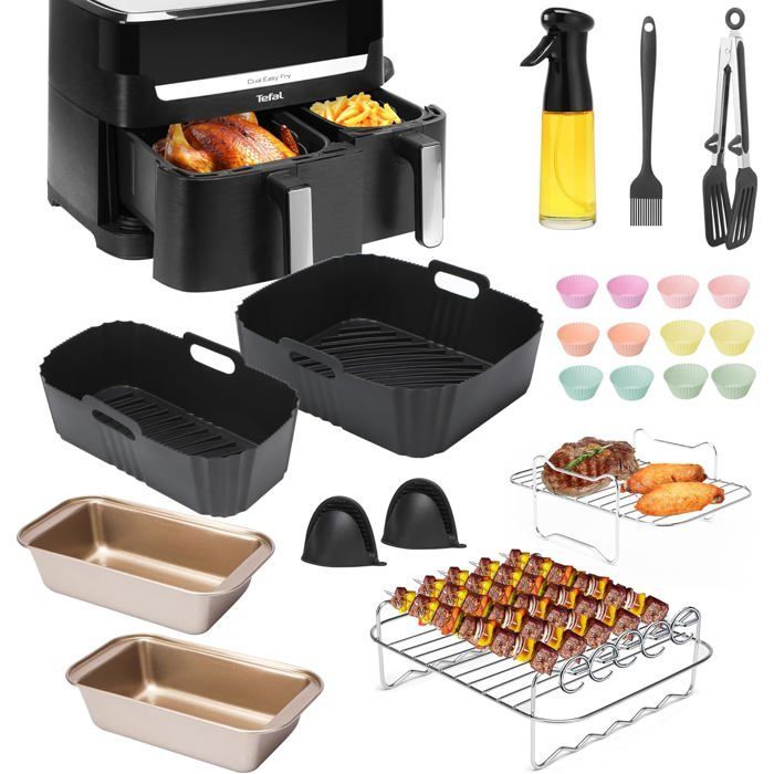 Air Fryer Accessories - ZIG-ZAG TERRITORIES - Moulinex Easy Fry - 23 Pieces - 8.3L - Dual Zone Compatible