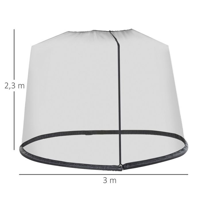 Moustiquaire - Outsunny - cylindrique pour parasol 3 m diamètre fermeture éclair lestage - nylon - noir