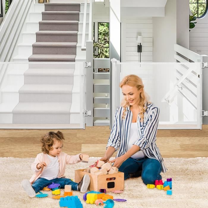 YIYI. Barrera de seguridad retráctil para bebés y perros - De 0 a 150 cm - Barrera de seguridad extensible y enrollable.