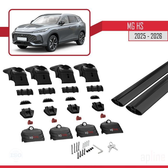 Barras de techo ACE-2 compatibles con MG HS 2025-2026, portaequipajes de aluminio negro, 2 barras.