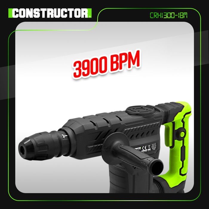 Marteau piqueur 1300W - 18 J - 3900 coups/minute - Constructor