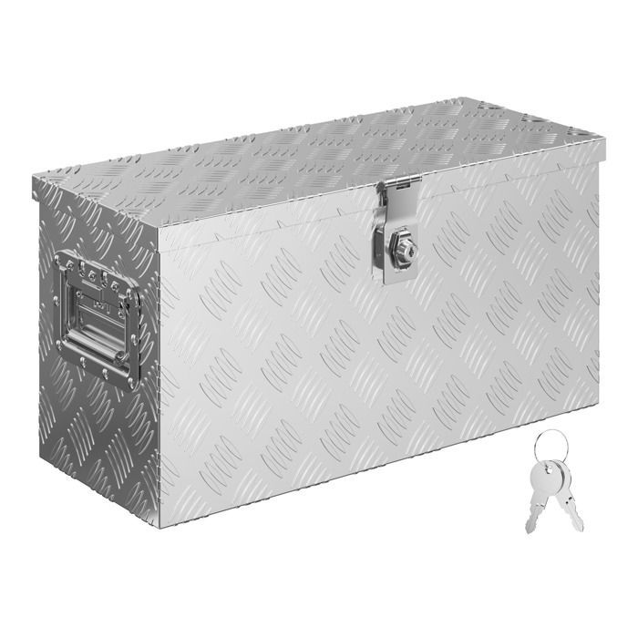 Cassetta portautensili in alluminio XPOtool per camion – 60 x 25 x 30 cm – Impermeabile con serratura, 2 chiavi e coperchio sporgente – Cassetta portautensili