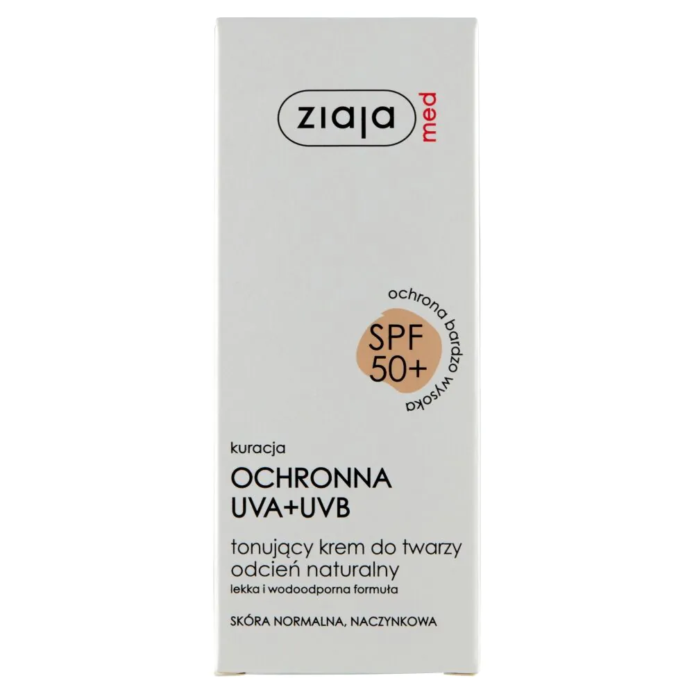 Ziaja Med SPF 50+ Kuracja Ochronna UVA+UVB Tonujący krem do twarzy odcień naturalny