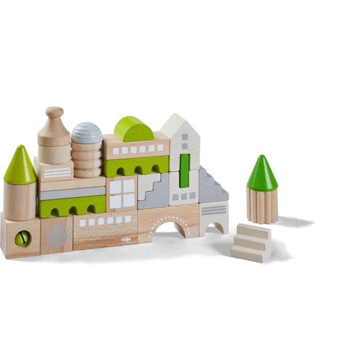 Set di blocchi da costruzione in legno certificati PEFC - HABA - Coburg - Unisex - Bambino - 18 mesi - 28 pezzi - Pastello