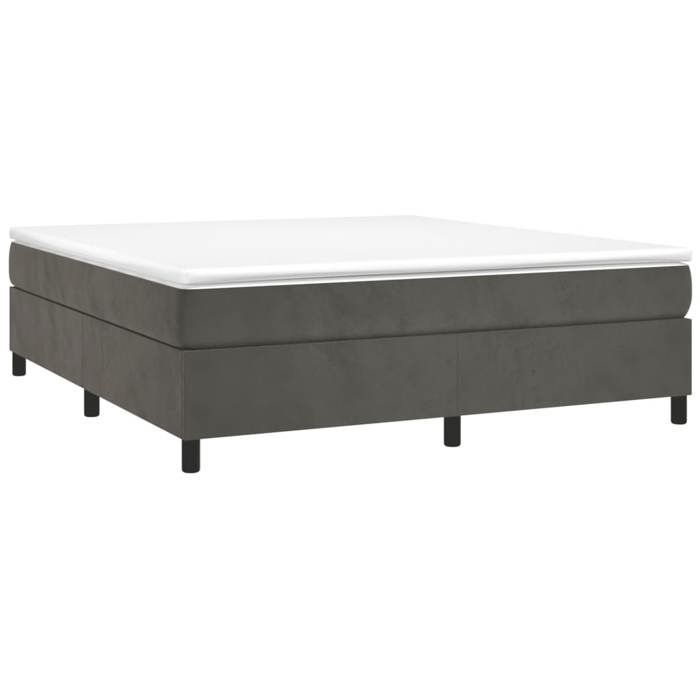 Cama de madera gris de 200 x 200 cm - Carga máxima 150 kg - Estructura de cama de muelles gris oscuro de 200 x 200 cm, terciopelo 005_422891