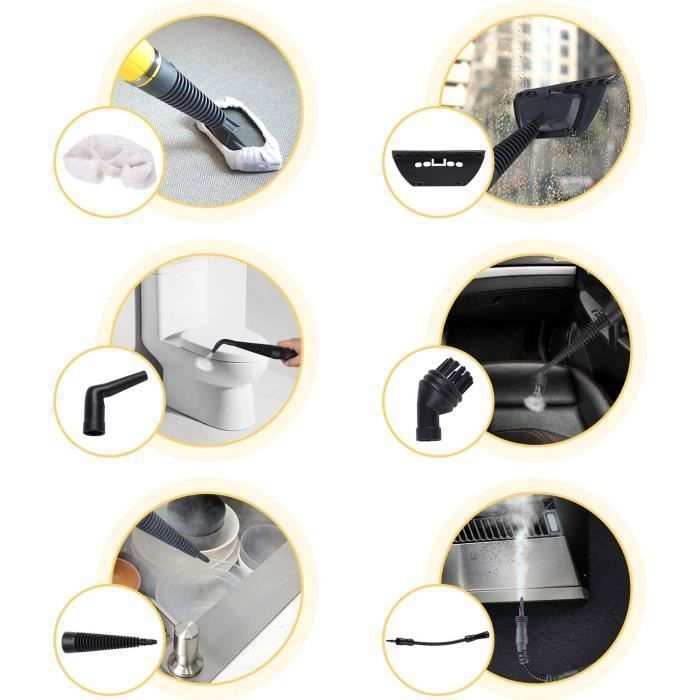 Nettoyeurs Vapeur Portatifs, Cuiseur Vapeur 350ML 1000W pour le Nettoyage, Ensemble 9 en 1 pour le Nettoyage de la Maison