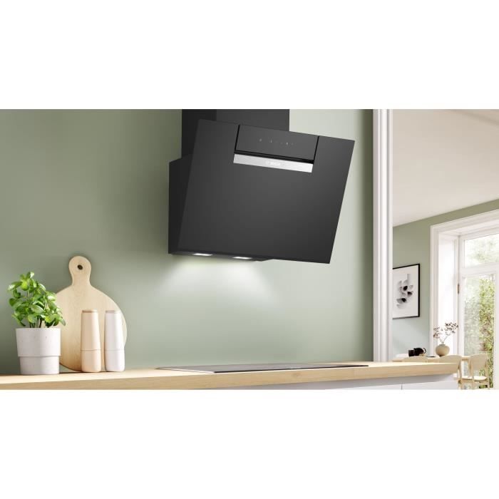 Decoratieve wandafzuigkap - schuin glas - BOSCH SER4 - DWK67FN60 Zwart - Home Connect - B: 590 mm x D: 433 mm