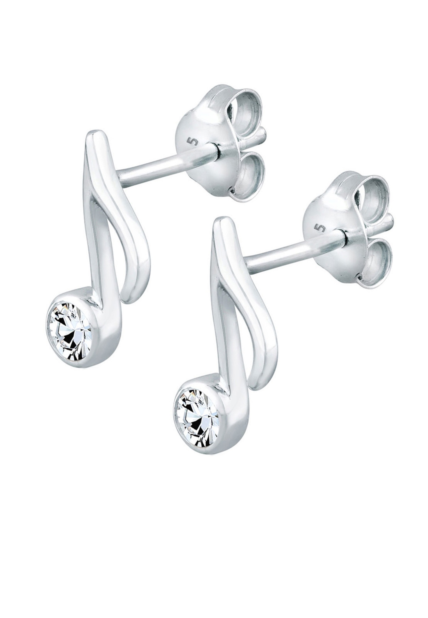 Elli Femmes Clous d'oreilles Note Musique avec Cristal en Argent Sterling 925