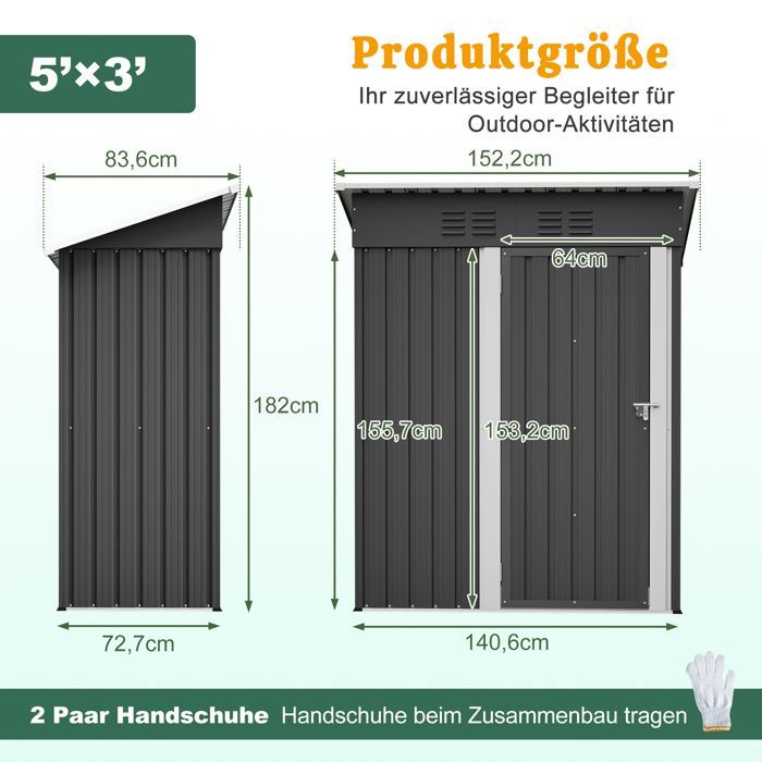 EVRYAE flat roof garden shed without windows