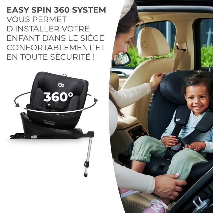 Kinderkraft I-360 I-SIZE Child Car Seat, 40–150cm, 360° Swivel, ISOFIX, Support Leg, H-GUARD, Adjustable Headrest, Black