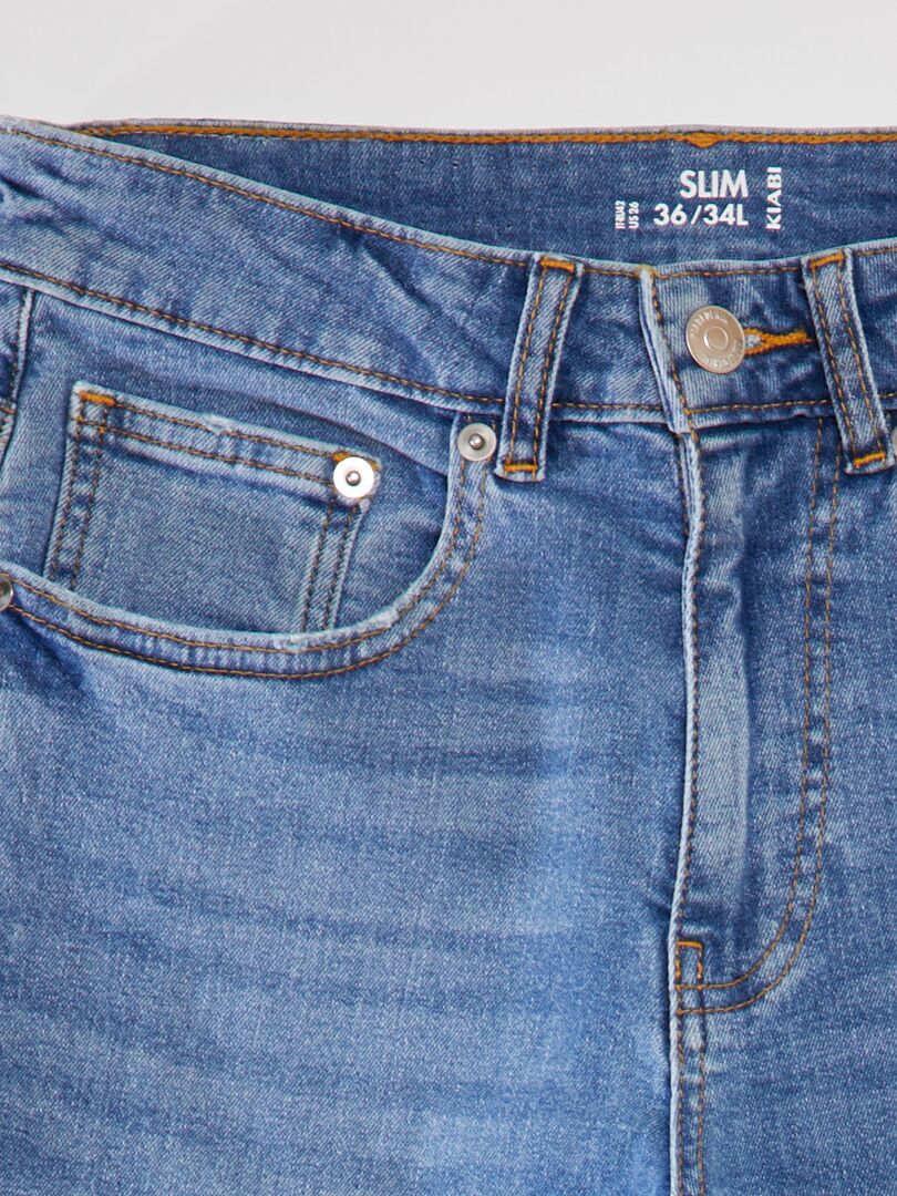 Slim fit jeans met 5 zakken - Maat L34 - Blauw