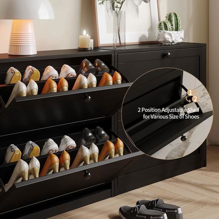 Sapateira - VOWNER - Preta - 80 x 24 x 80 cm - Organizador de Sapatos