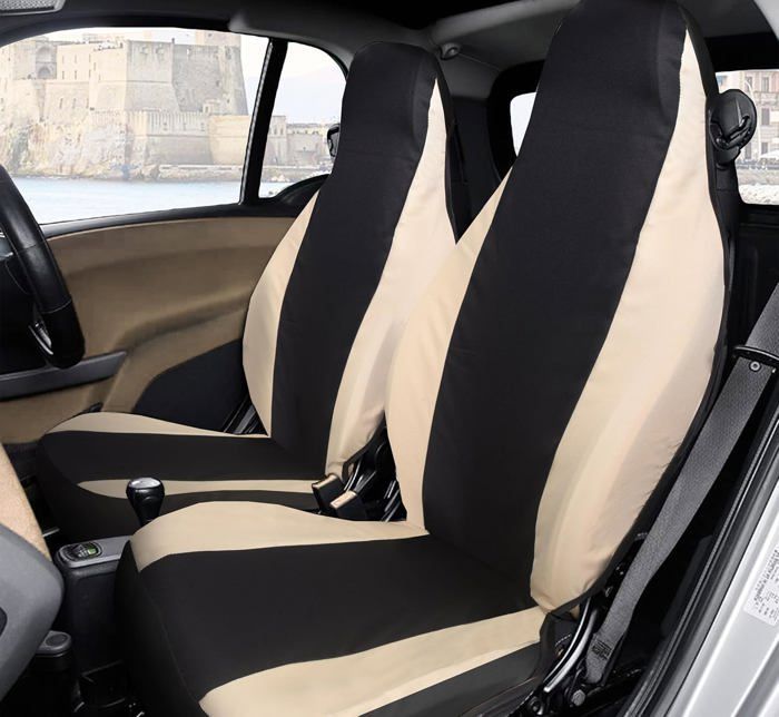 Rebeca Shop - Universal car seat covers, for Smart, front pair, no logo, polycotton, Black/Beige