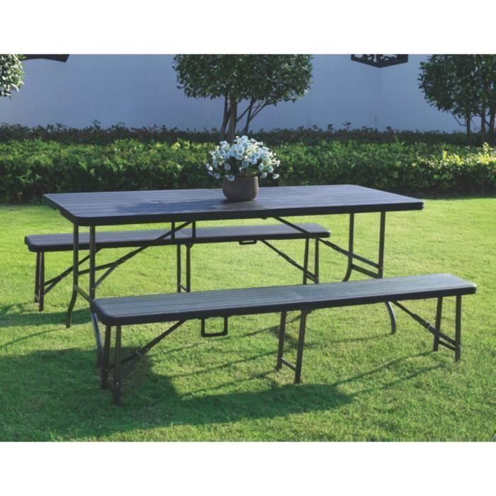 Conjunto de mesa e banco dobráveis IZTOSS de 185 cm, HDPE, 8 lugares