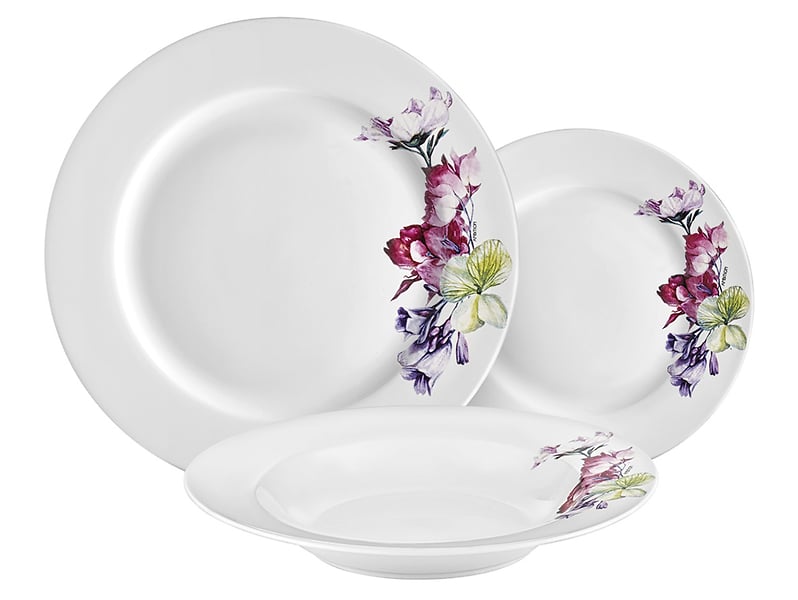 Komplet obiadowy 18 el. porcelanowy Garden biały