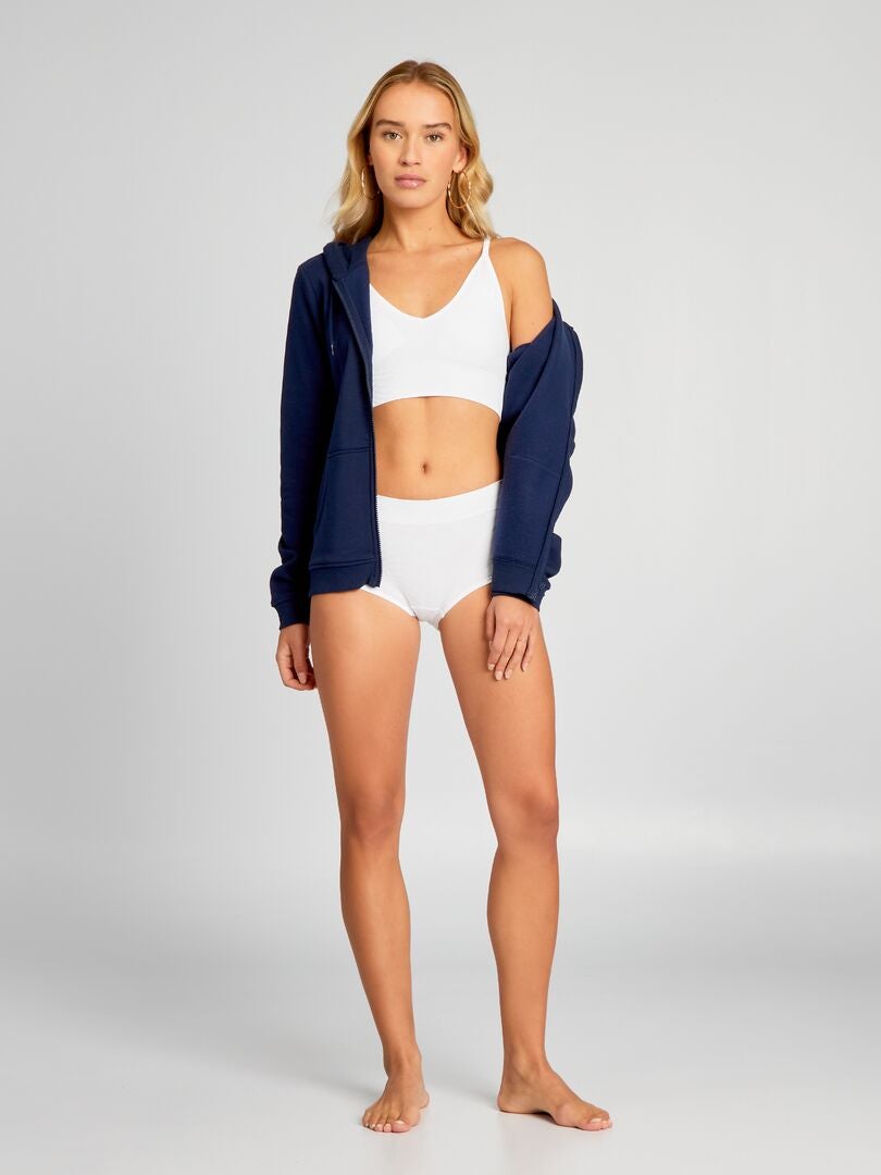 Sutiã esportivo triangular canelado - BRANCO