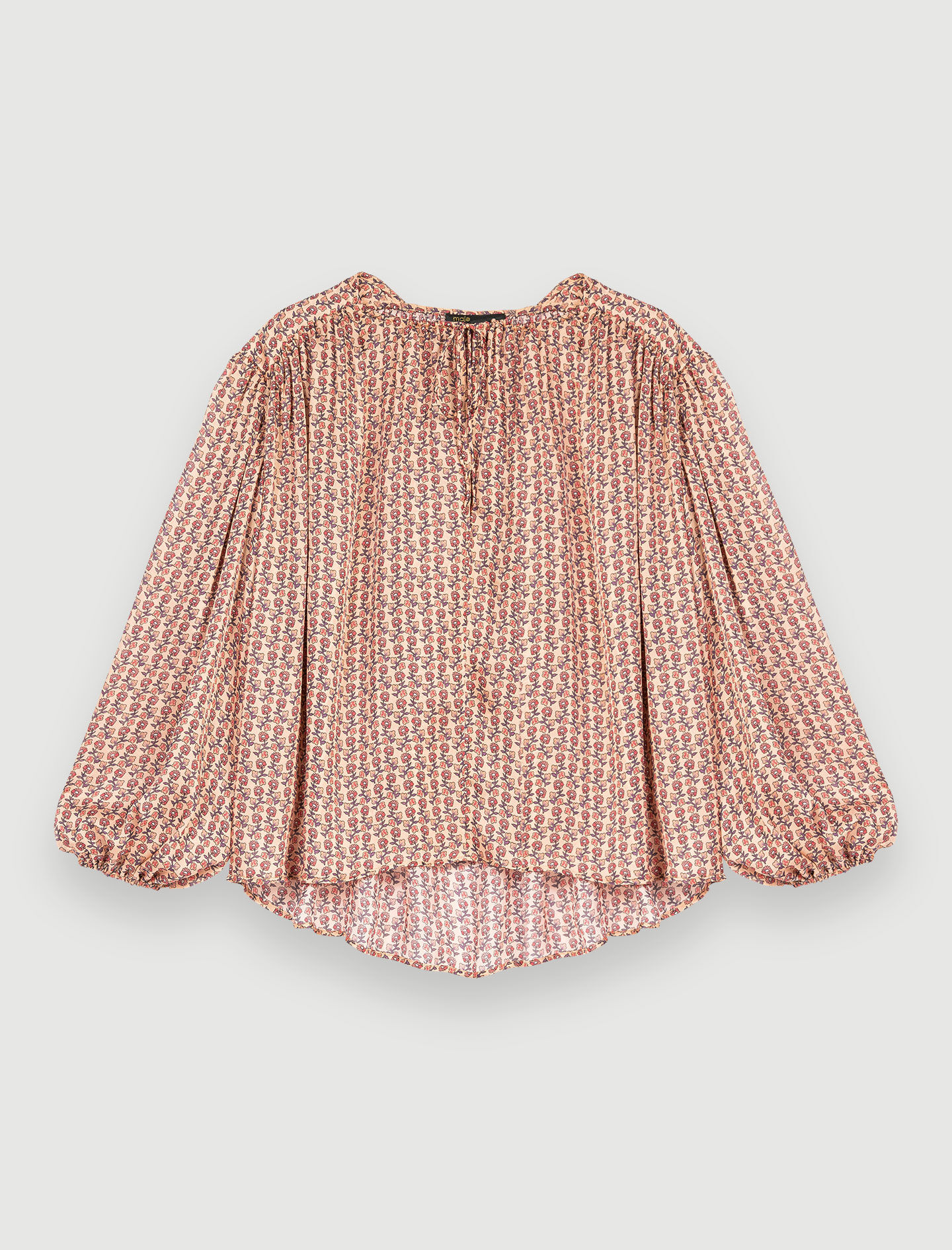 Soepelvallende top met mini-bloemenprint-Mini fleurs rose foncé
