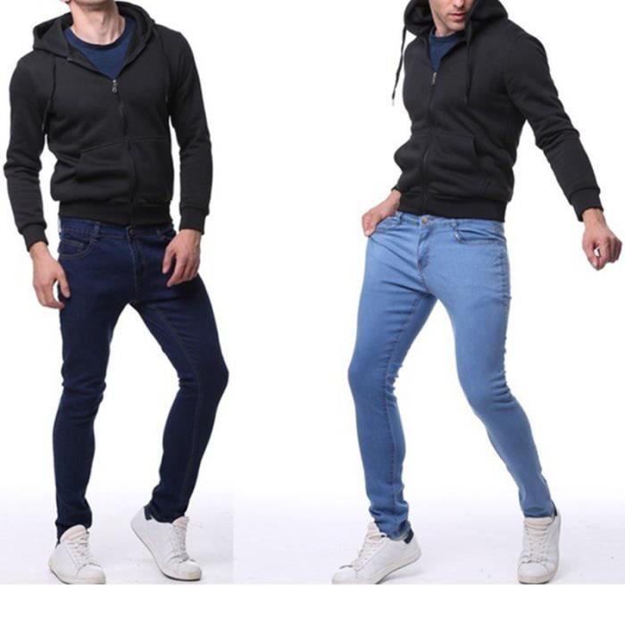 Pantalones vaqueros para hombre - LEOCLOTHO - Corte ajustado - Denim - Corte ajustado - 80% algodón
