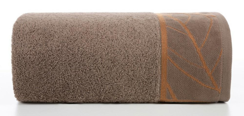 Ręcznik 70x140 Alisma brązowy jasny liście 500g/m2 frotte
