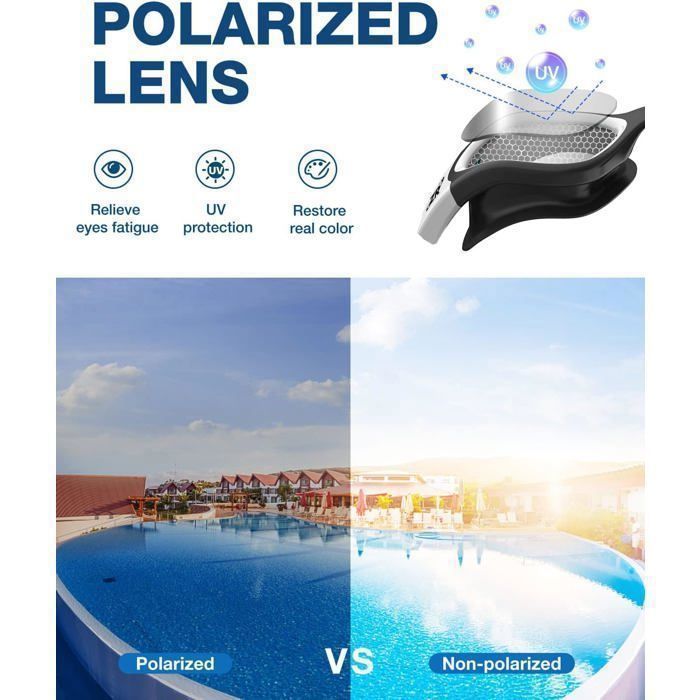 Lunettes de natation polarisées pour homme et femme, anti-buée, 100% anti-UV, lunettes de plongée - Blanc