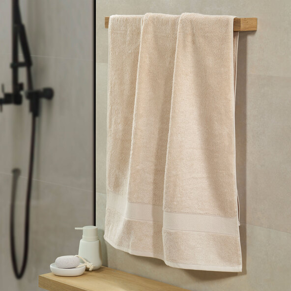 Terry cloth hotel bath towel series, set of 2, beige