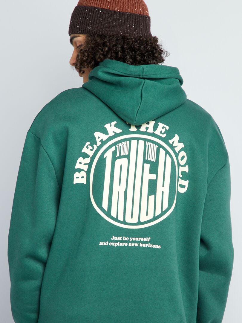 Moletom com Capuz Estampado - VERDE