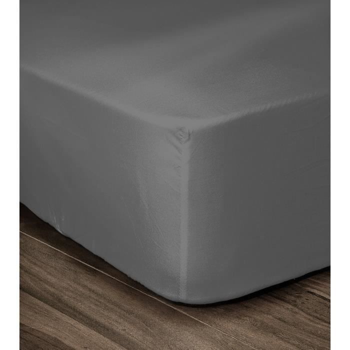 LOVELY HOME Lenzuolo con angoli elasticizzati 100% cotone 140x190x30 cm Grigio scuro