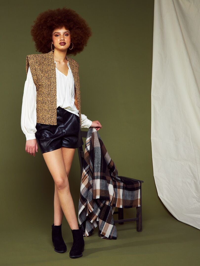 Kunstleren shorts - zwart
