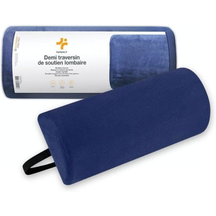 Inphysio Half Bolster Lendenkussen 42x18x10cm - Ergonomisch Kussen van Traagschuim - Kussen voor Kantoor, Auto, Nek en Rug